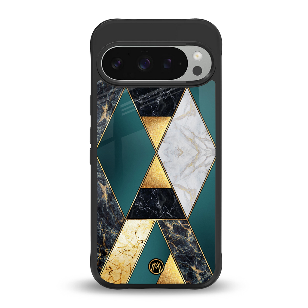 cadmium gold marble back phone cover | glass case for google pixel 9 pro