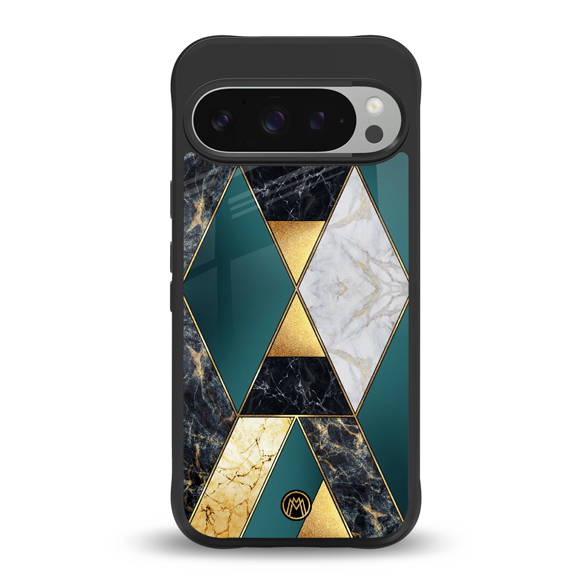 cadmium gold marble back phone cover | glass case for google pixel 9 pro xl