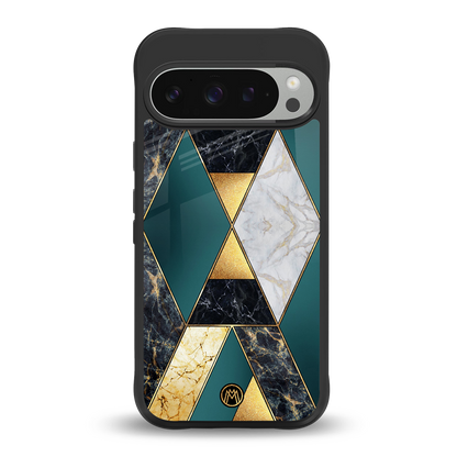 cadmium gold marble back phone cover | glass case for google pixel 9 pro xl