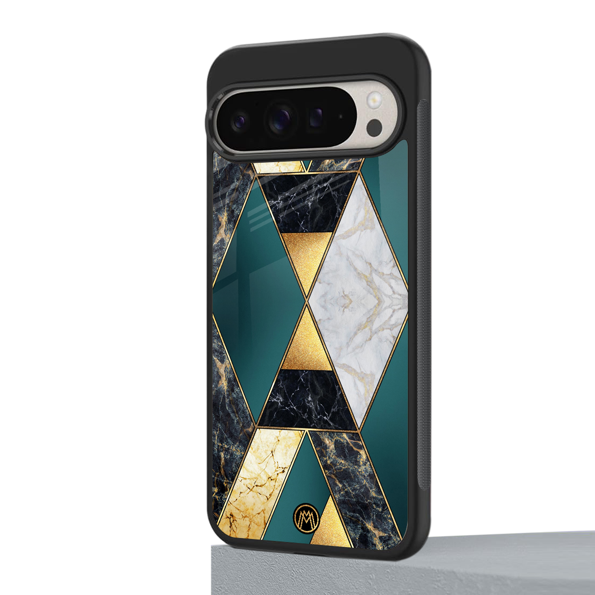 cadmium gold marble back phone cover | glass case for google pixel 9 pro xl