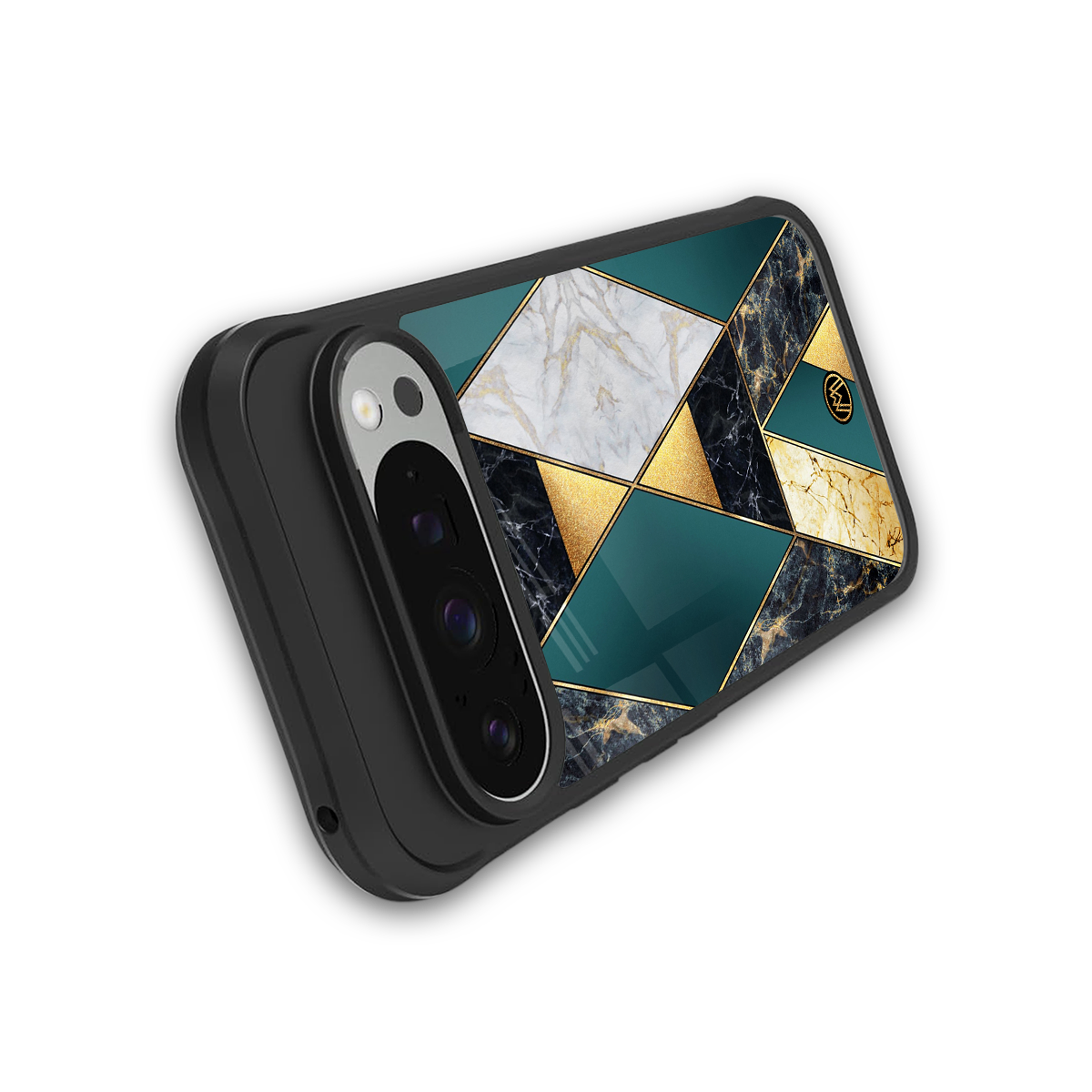 cadmium gold marble back phone cover | glass case for google pixel 9 pro xl