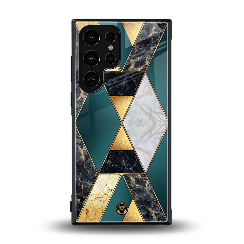 cadmium gold marble back phone cover | glass case for samsung galaxy s23 ultra