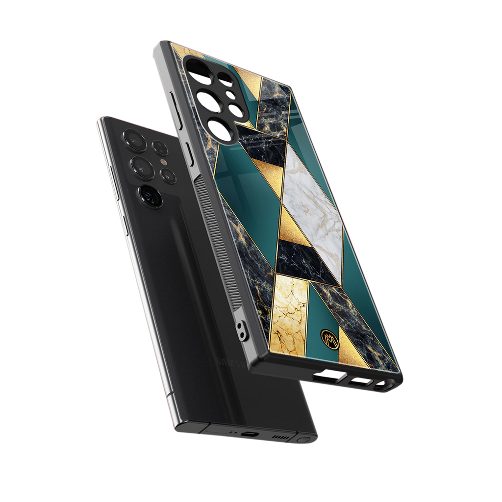 cadmium gold marble back phone cover | glass case for samsung galaxy s23 ultra