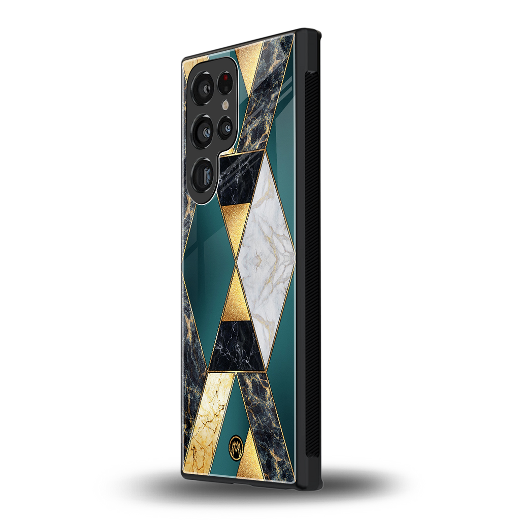 cadmium gold marble back phone cover | glass case for samsung galaxy s23 ultra