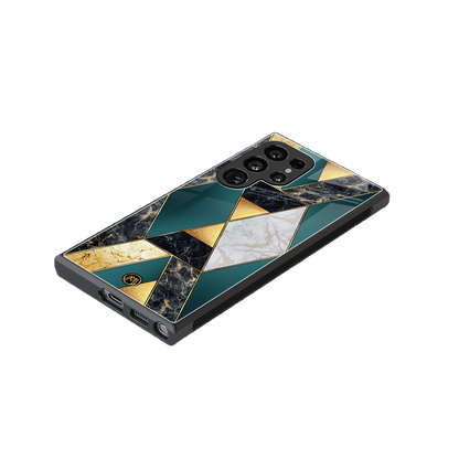 cadmium gold marble back phone cover | glass case for samsung galaxy s24 ultra