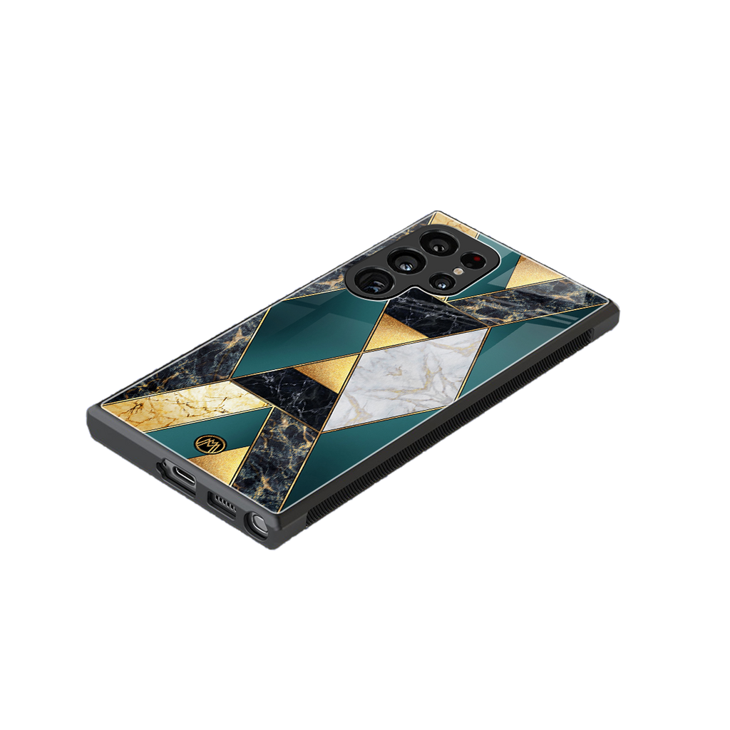 cadmium gold marble back phone cover | glass case for samsung galaxy s23 ultra