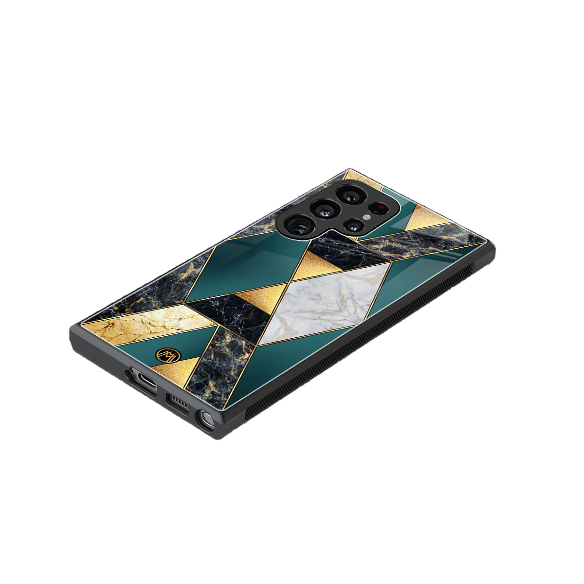 cadmium gold marble back phone cover | glass case for samsung galaxy s23 ultra