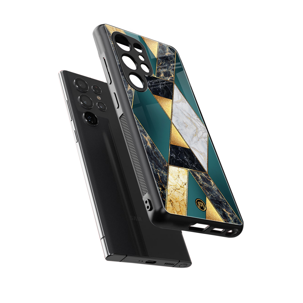 cadmium gold marble back phone cover | glass case for samsung galaxy s25 ultra