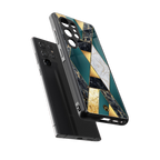 cadmium gold marble back phone cover | glass case for samsung galaxy s25 ultra