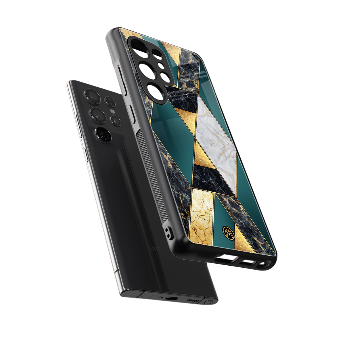 cadmium gold marble back phone cover | glass case for samsung galaxy s25 ultra