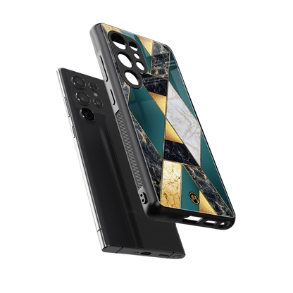 cadmium gold marble back phone cover | glass case for samsung galaxy s25 ultra