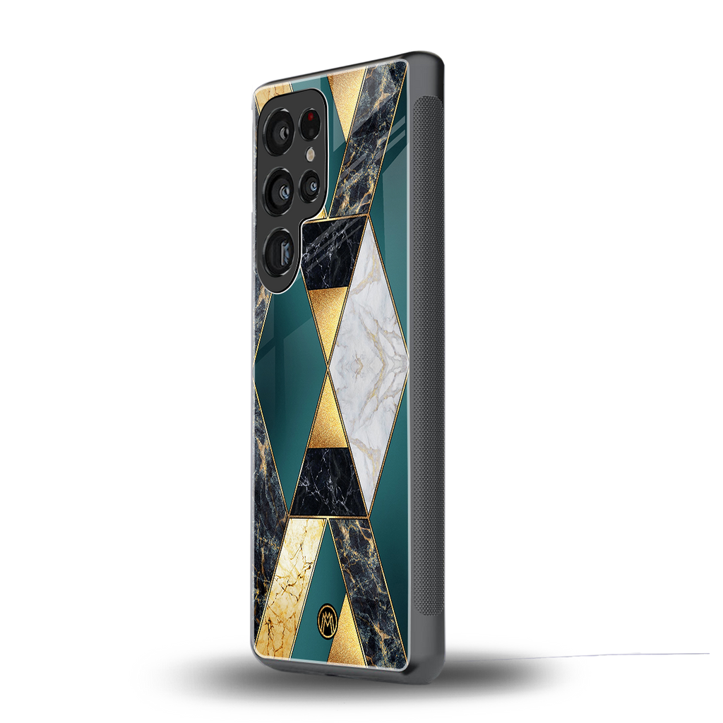 cadmium gold marble back phone cover | glass case for samsung galaxy s25 ultra