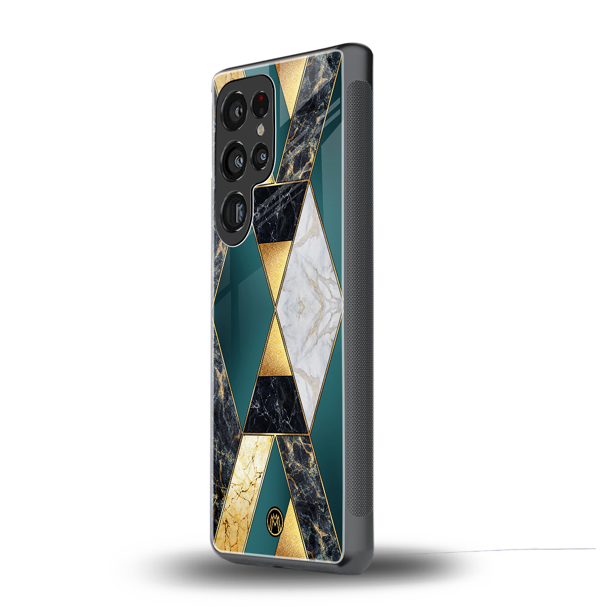 cadmium gold marble back phone cover | glass case for samsung galaxy s25 ultra