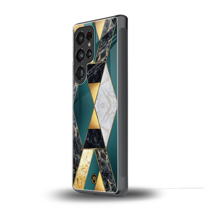 cadmium gold marble back phone cover | glass case for samsung galaxy s25 ultra