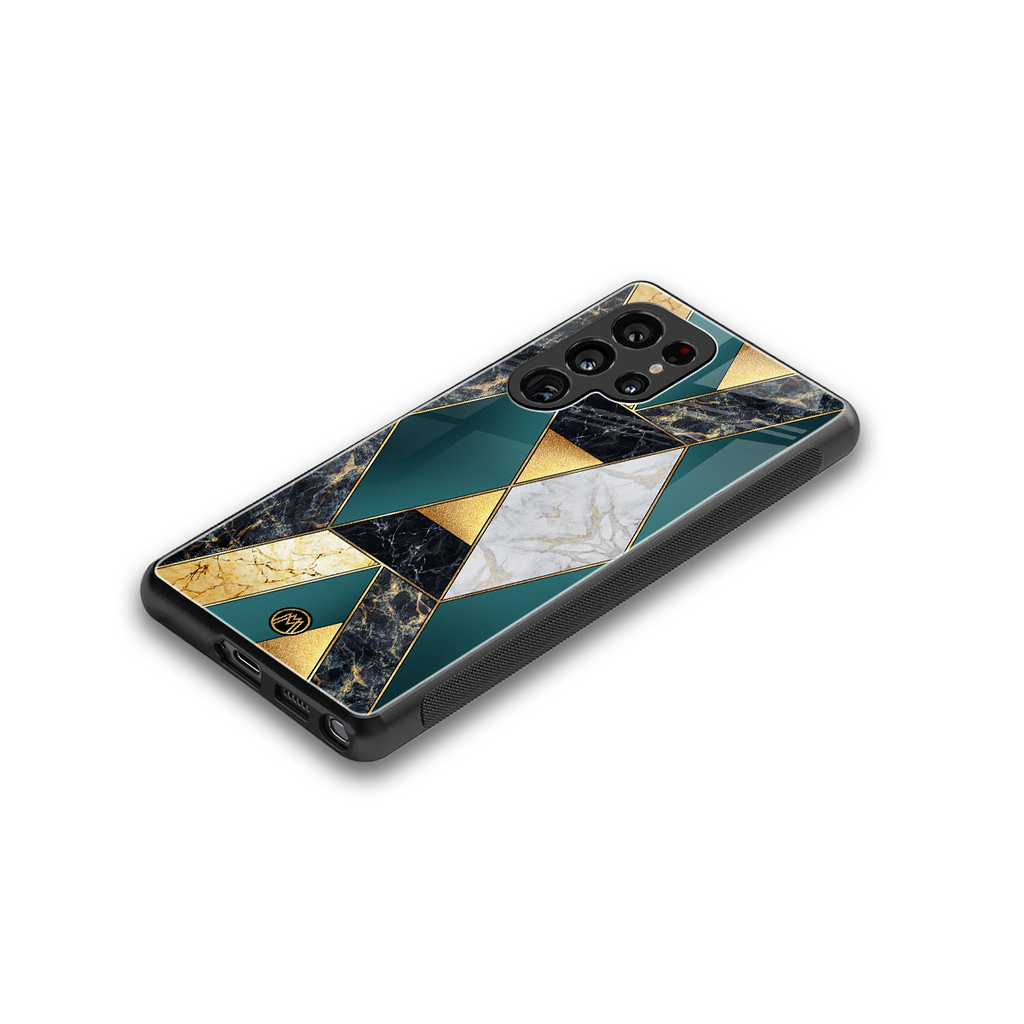 cadmium gold marble back phone cover | glass case for samsung galaxy s25 ultra