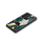 cadmium gold marble back phone cover | glass case for samsung galaxy s25 ultra