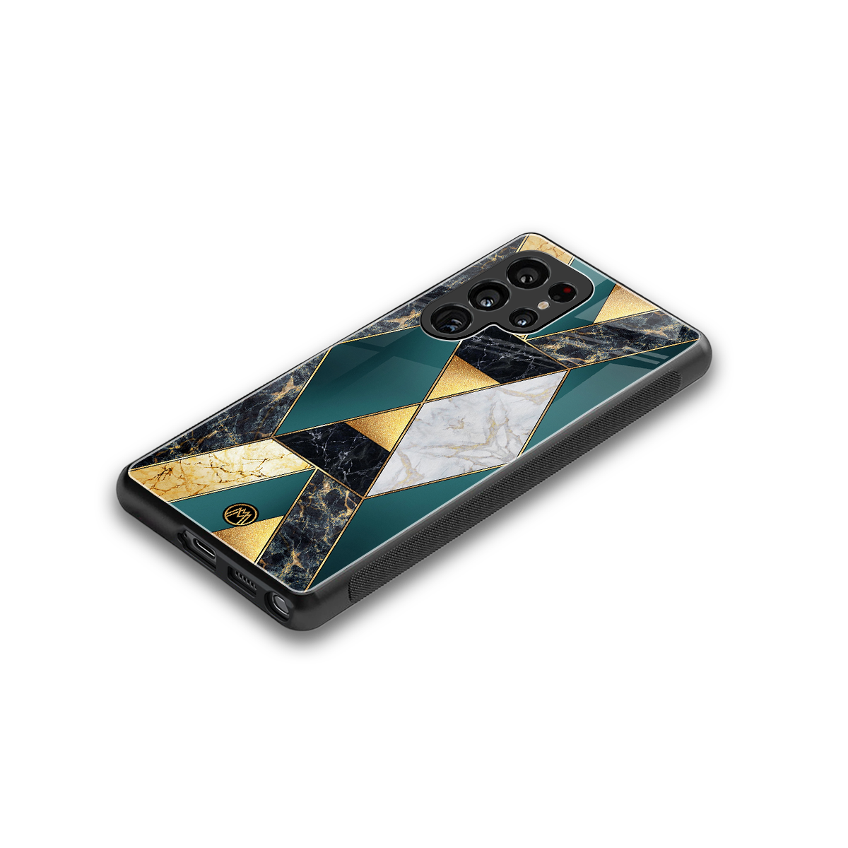 cadmium gold marble back phone cover | glass case for samsung galaxy s25 ultra
