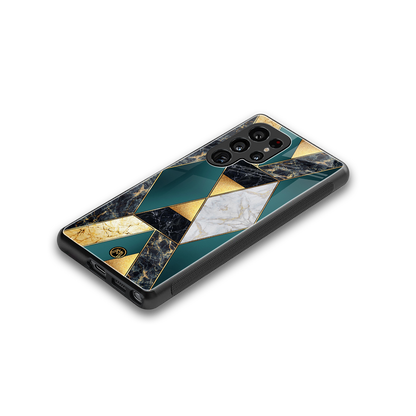 cadmium gold marble back phone cover | glass case for samsung galaxy s25 ultra