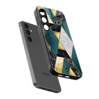 cadmium gold marble back phone cover | glass case for samsung galaxy s24 plus