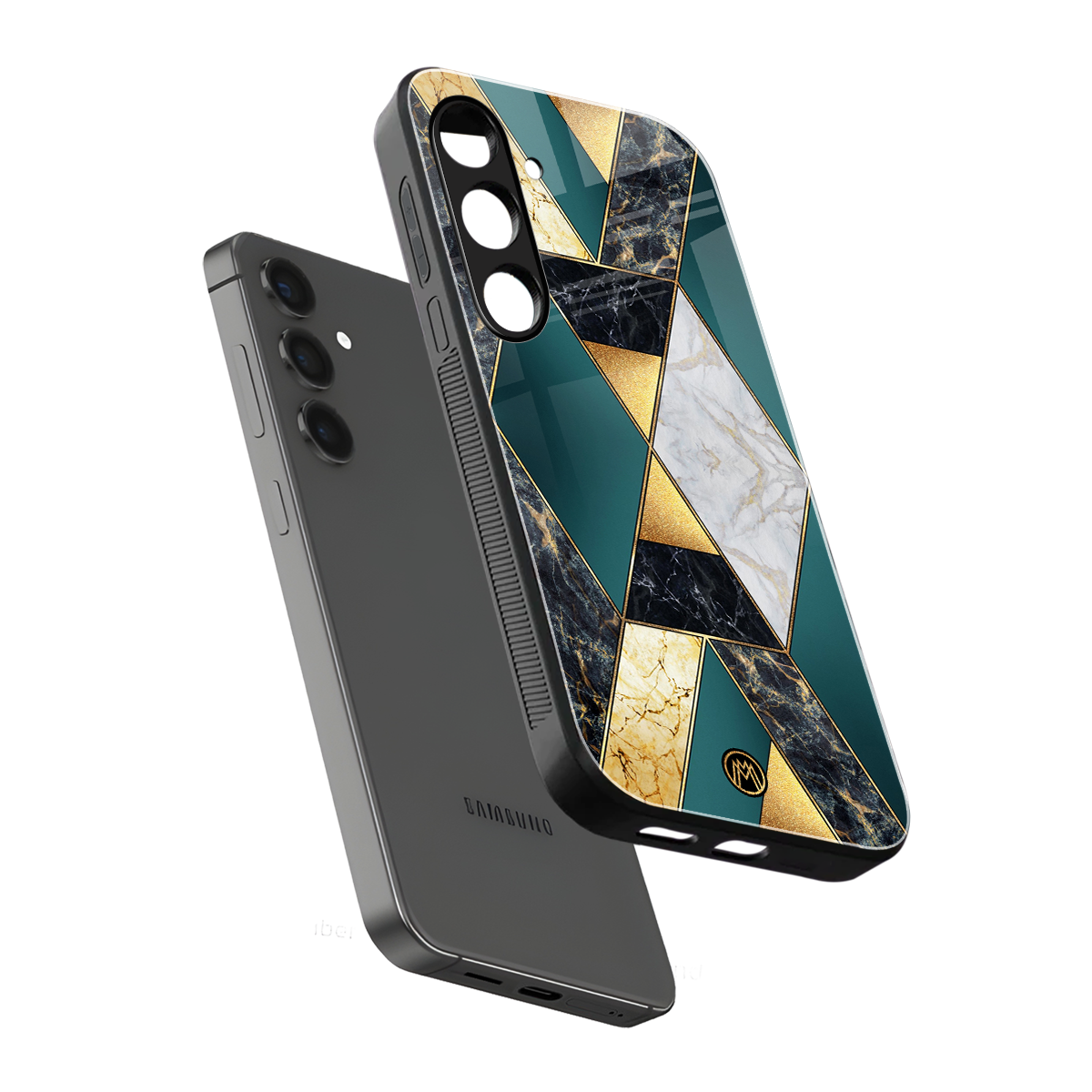 cadmium gold marble back phone cover | glass case for samsung galaxy s24 plus