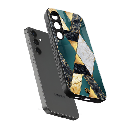 cadmium gold marble back phone cover | glass case for samsung galaxy s24 plus