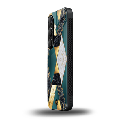 cadmium gold marble back phone cover | glass case for samsung galaxy s24 fe