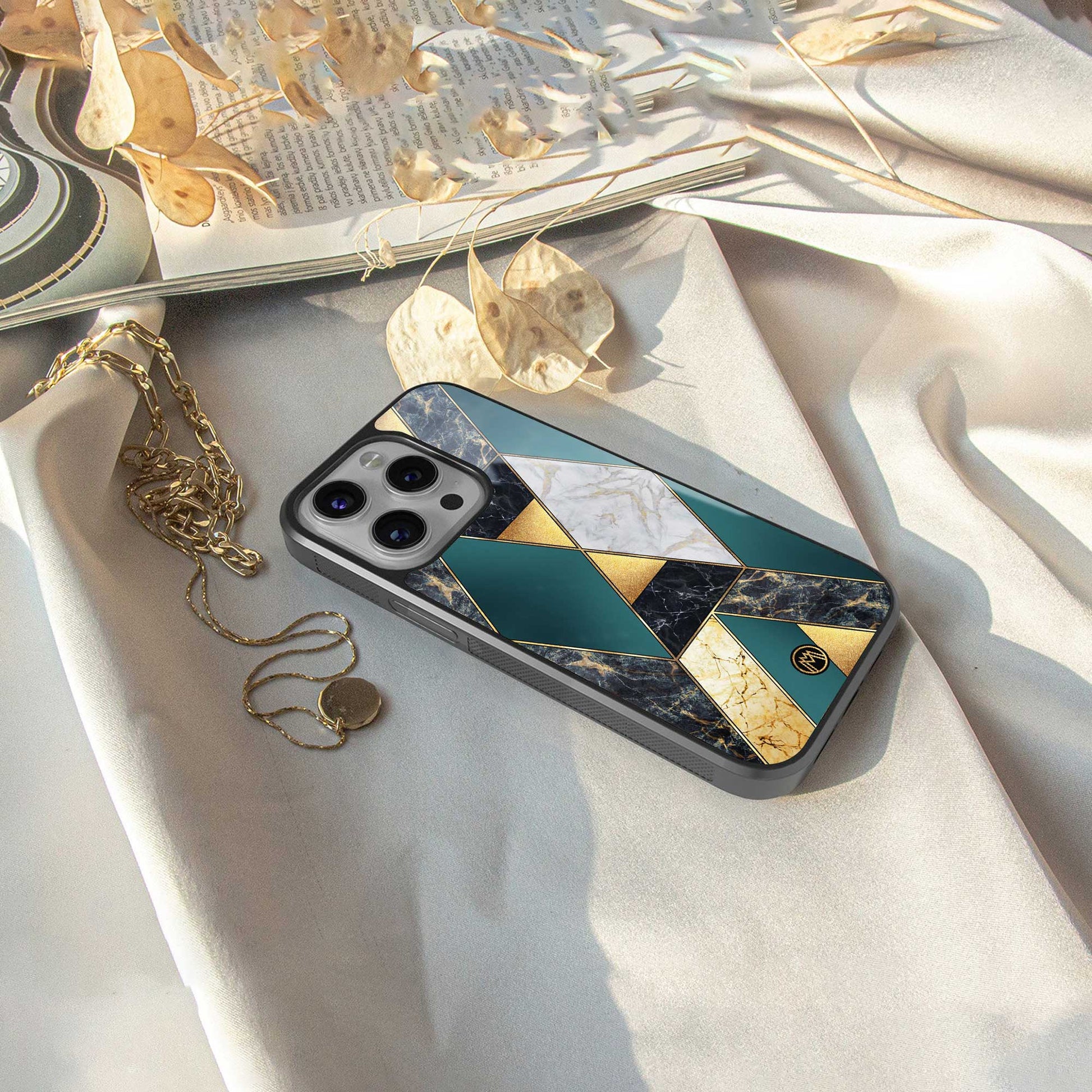 cadmium gold marble back phone cover | glass case for samsung galaxy s24 ultra