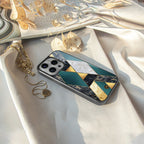 cadmium gold marble back phone cover | glass case for iphone 16 pro