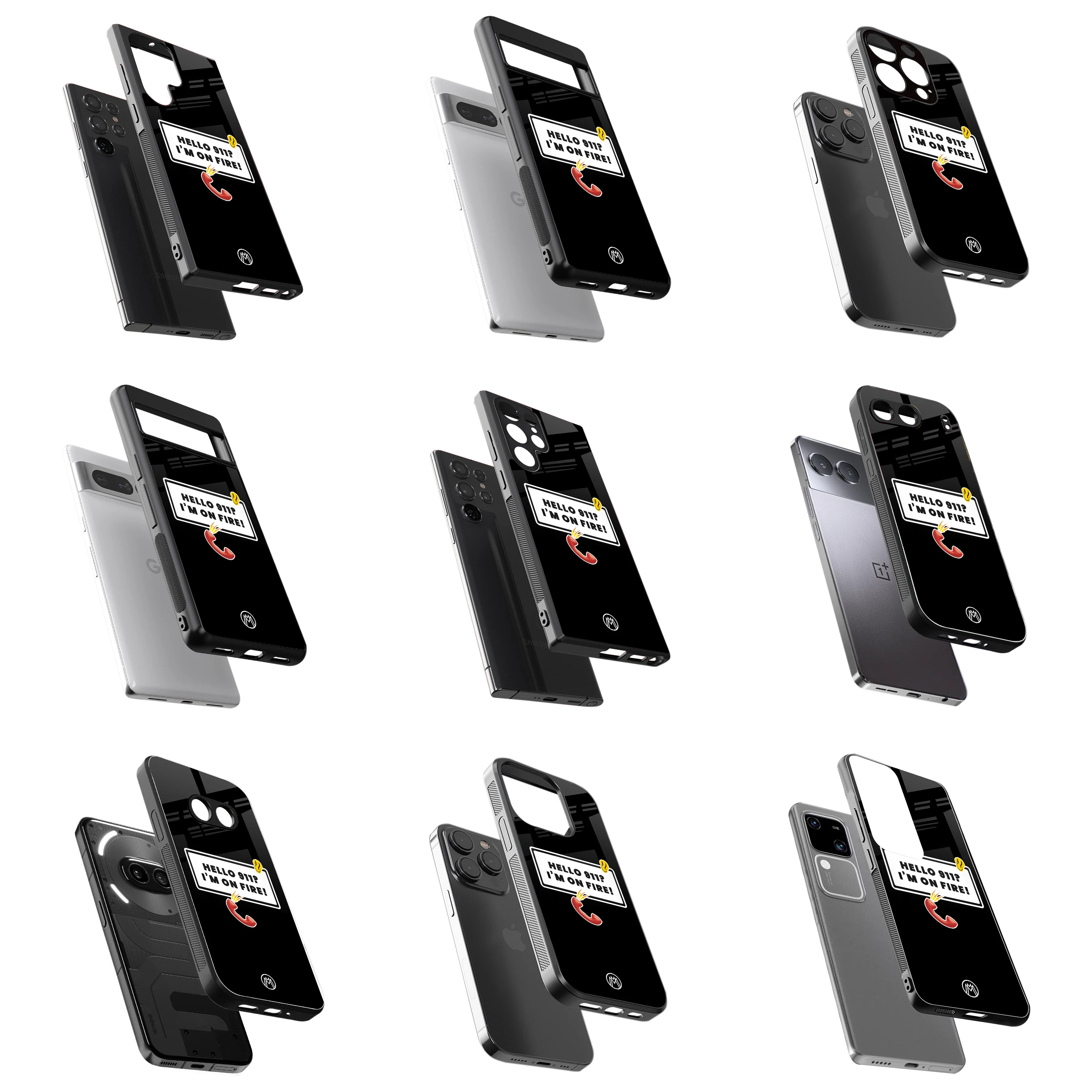 Durable Glass Back Mobile Case for iPhone, Samsung, OnePlus, Google Pixel, Redmi, Vivo, Oppo