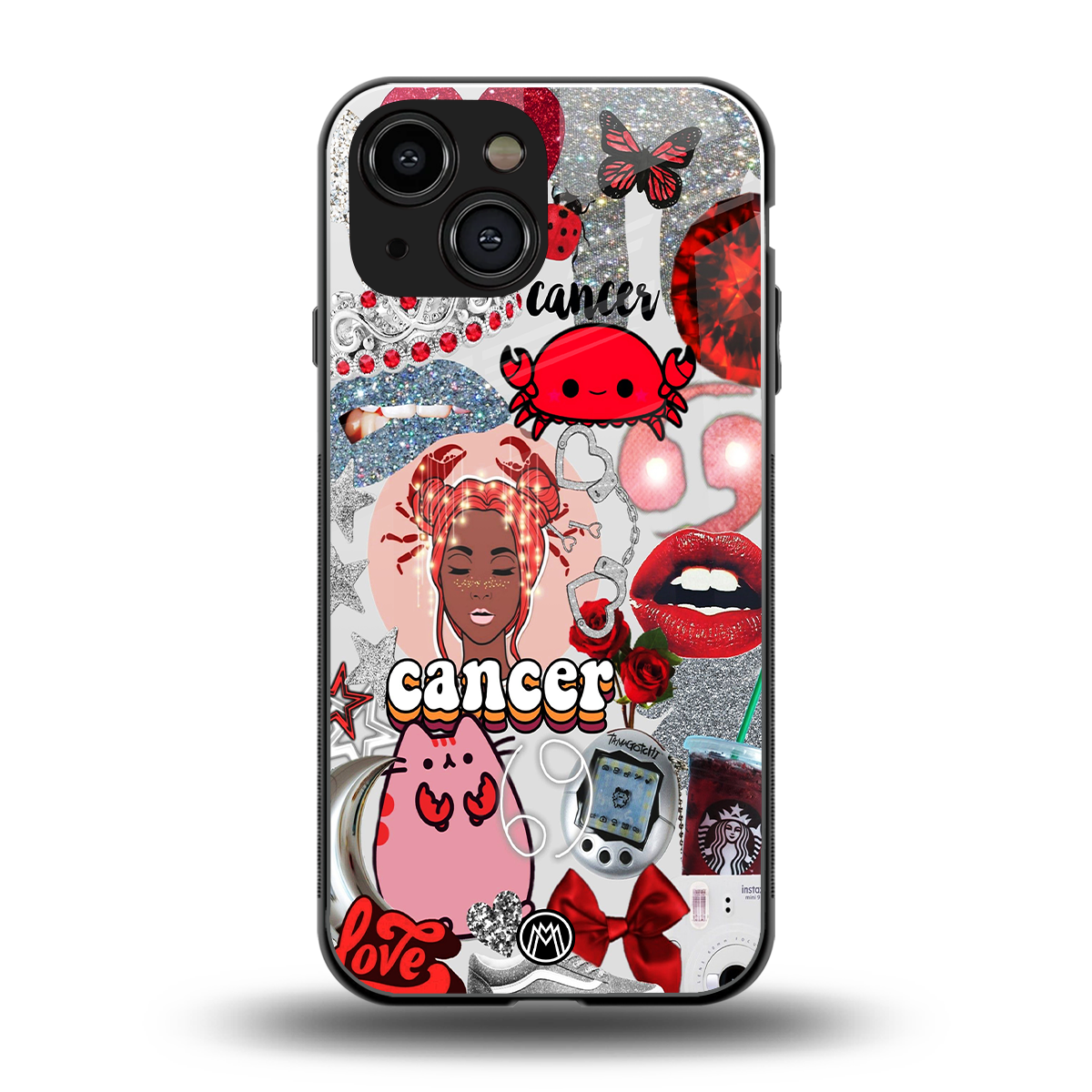 cancer aesthetic collage back phone cover | glass case for iphone 13 mini