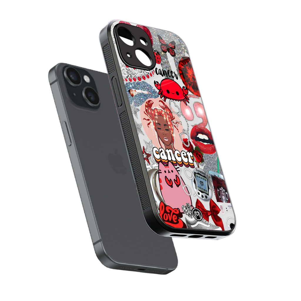 cancer aesthetic collage back phone cover | glass case for iphone 13 mini