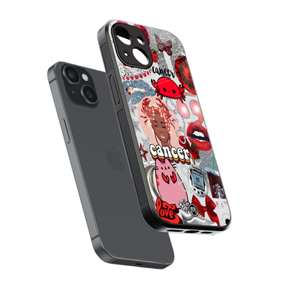cancer aesthetic collage back phone cover | glass case for iphone 13 mini