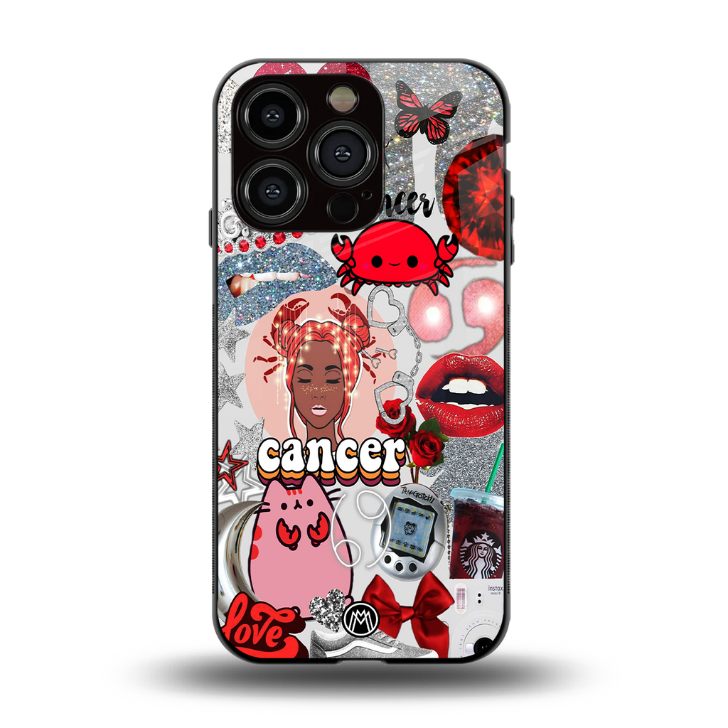 cancer aesthetic collage back phone cover | glass case for iphone 13 pro