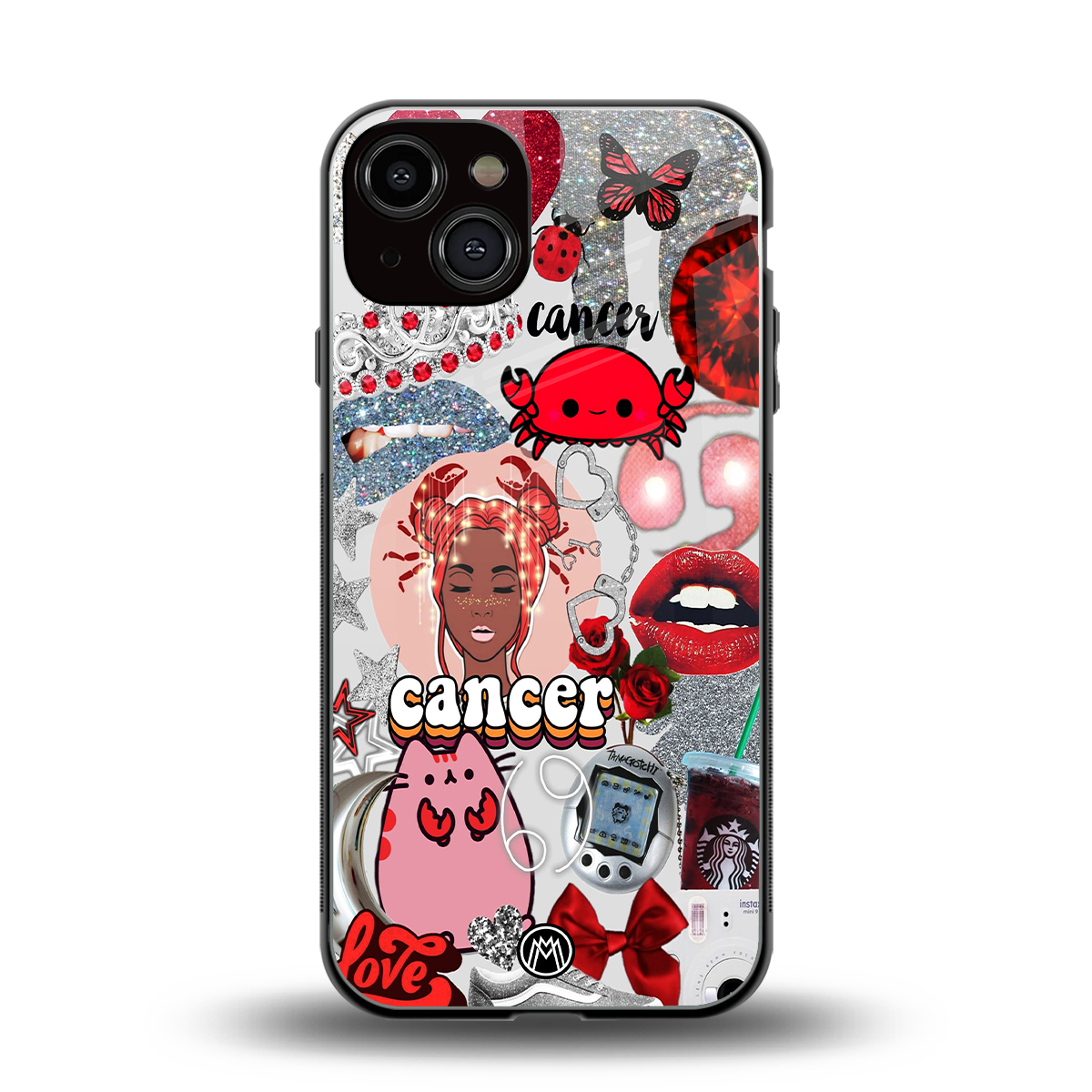 cancer aesthetic collage back phone cover | glass case for iphone 13