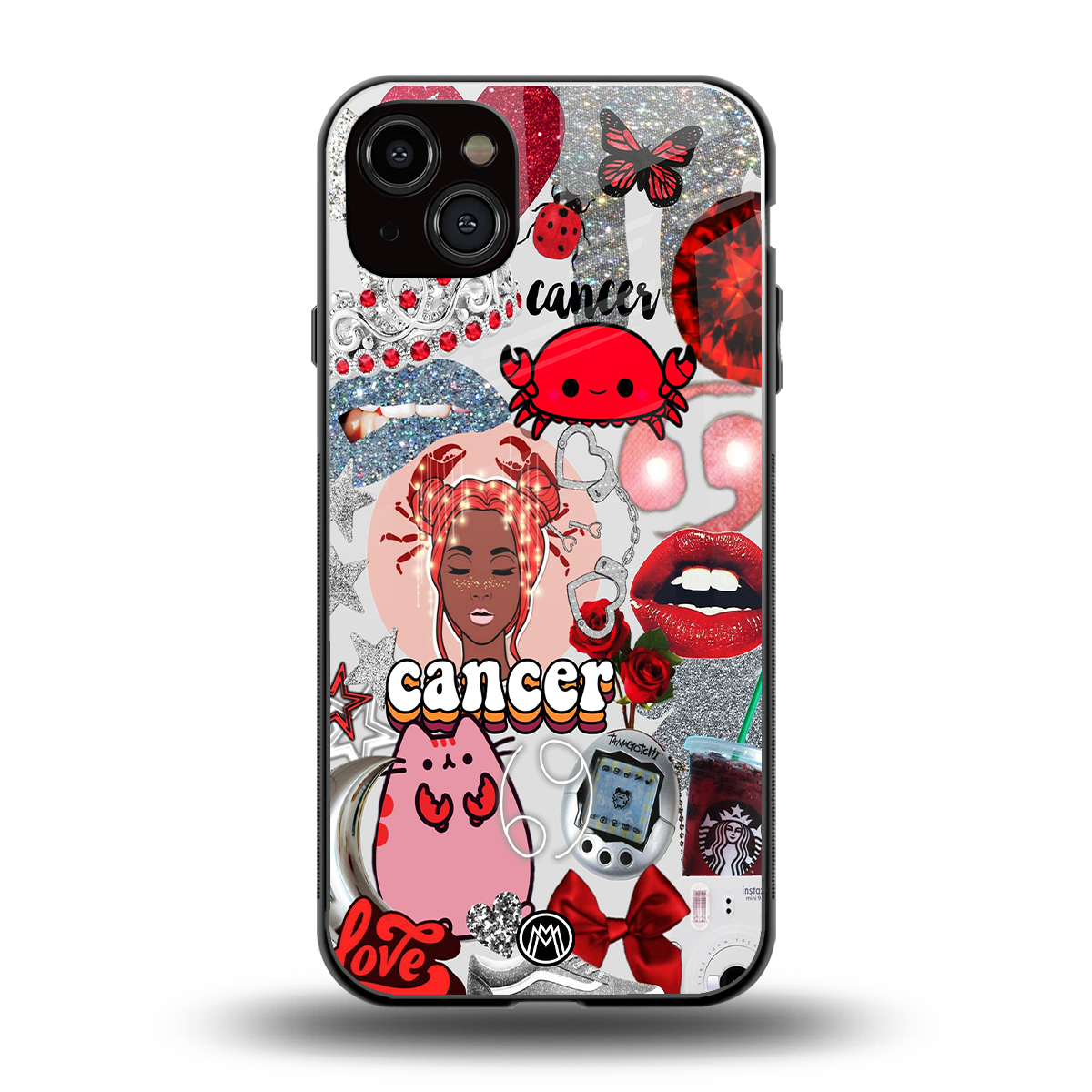 cancer aesthetic collage back phone cover | glass case for iphone 15 plus