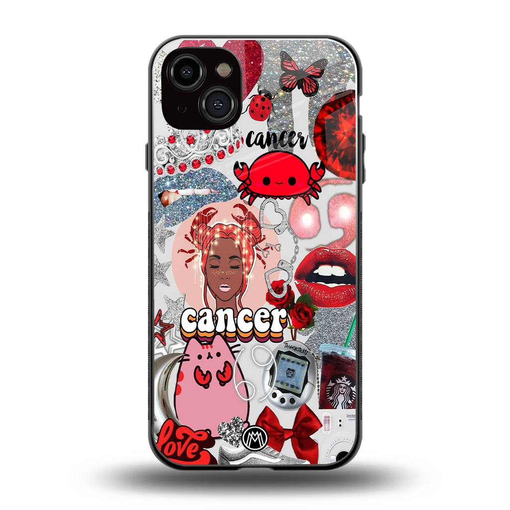 cancer aesthetic collage back phone cover | glass case for iphone 14 plus