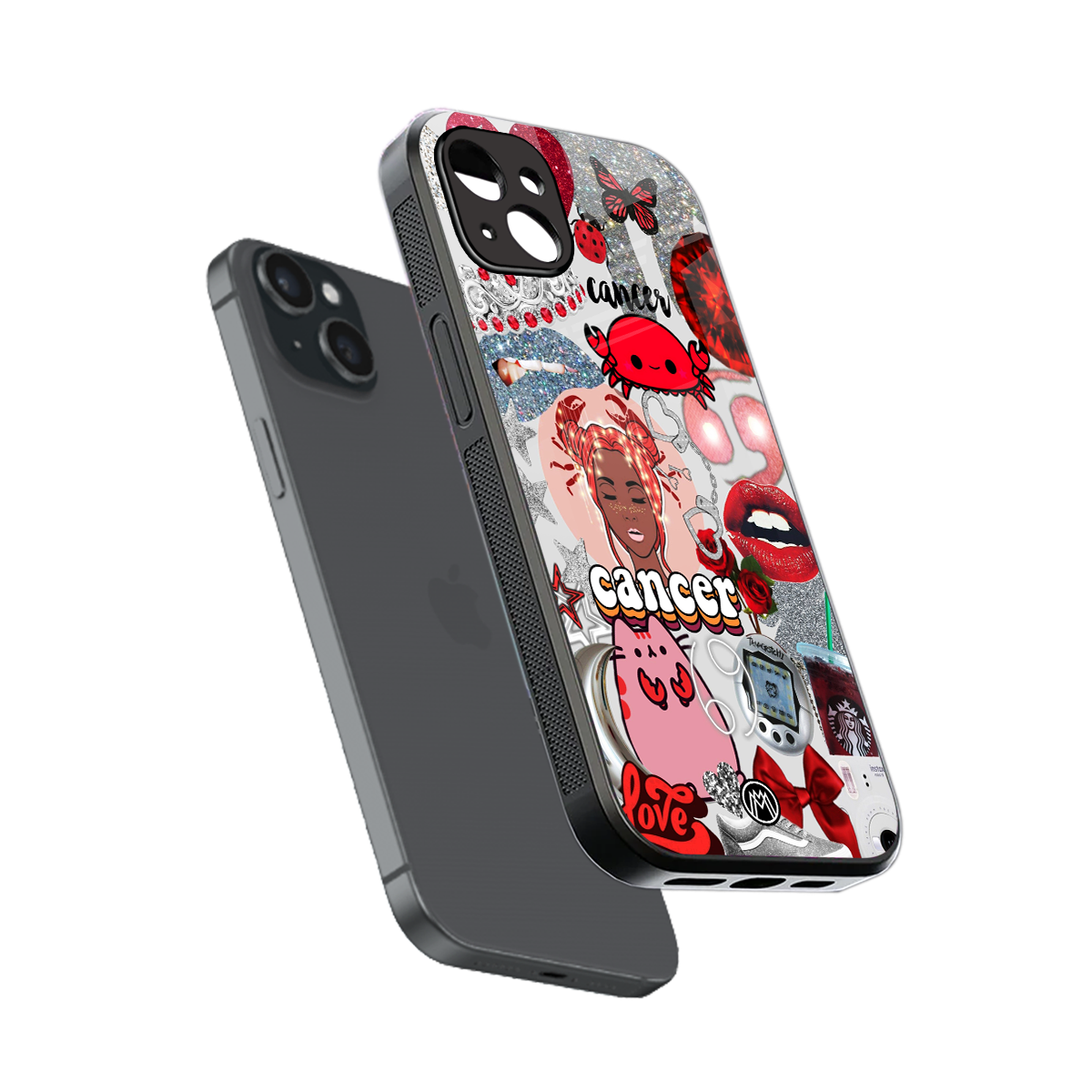 cancer aesthetic collage back phone cover | glass case for iphone 14 plus