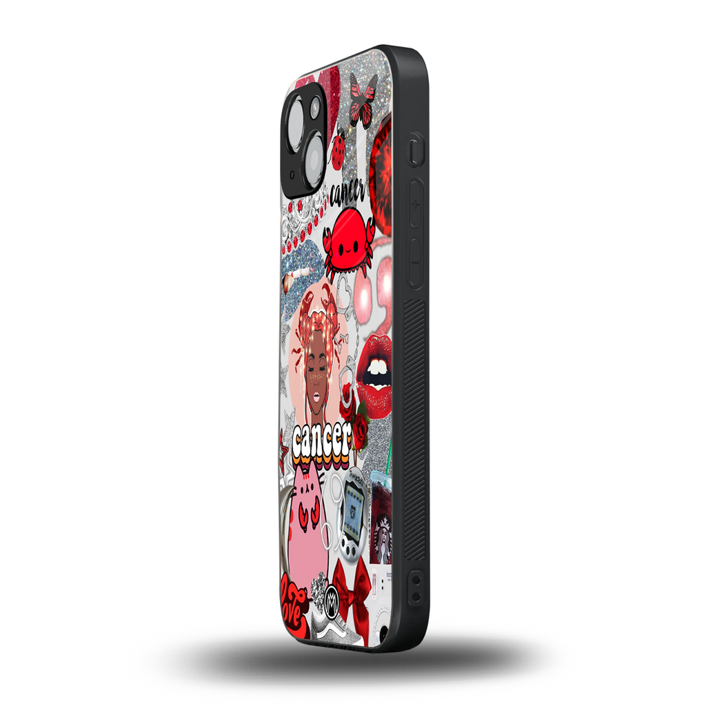 cancer aesthetic collage back phone cover | glass case for iphone 14 plus