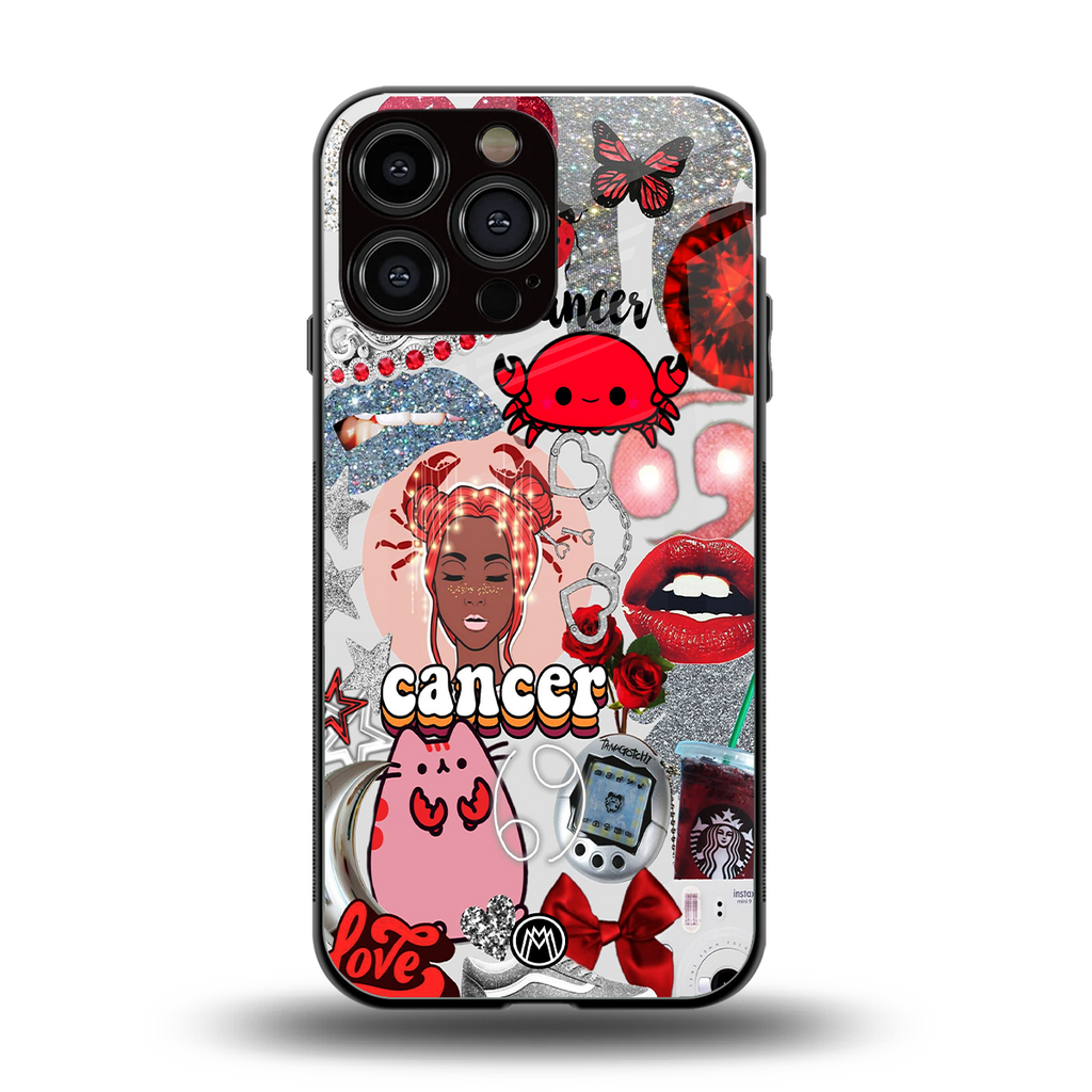 cancer aesthetic collage back phone cover | glass case for iphone 15 pro max