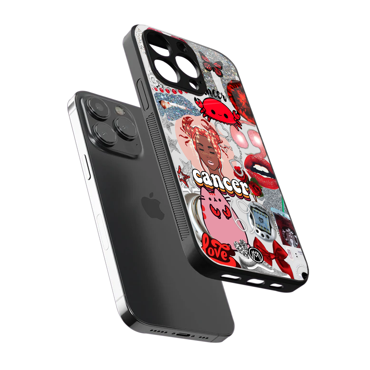 cancer aesthetic collage back phone cover | glass case for iphone 15 pro max