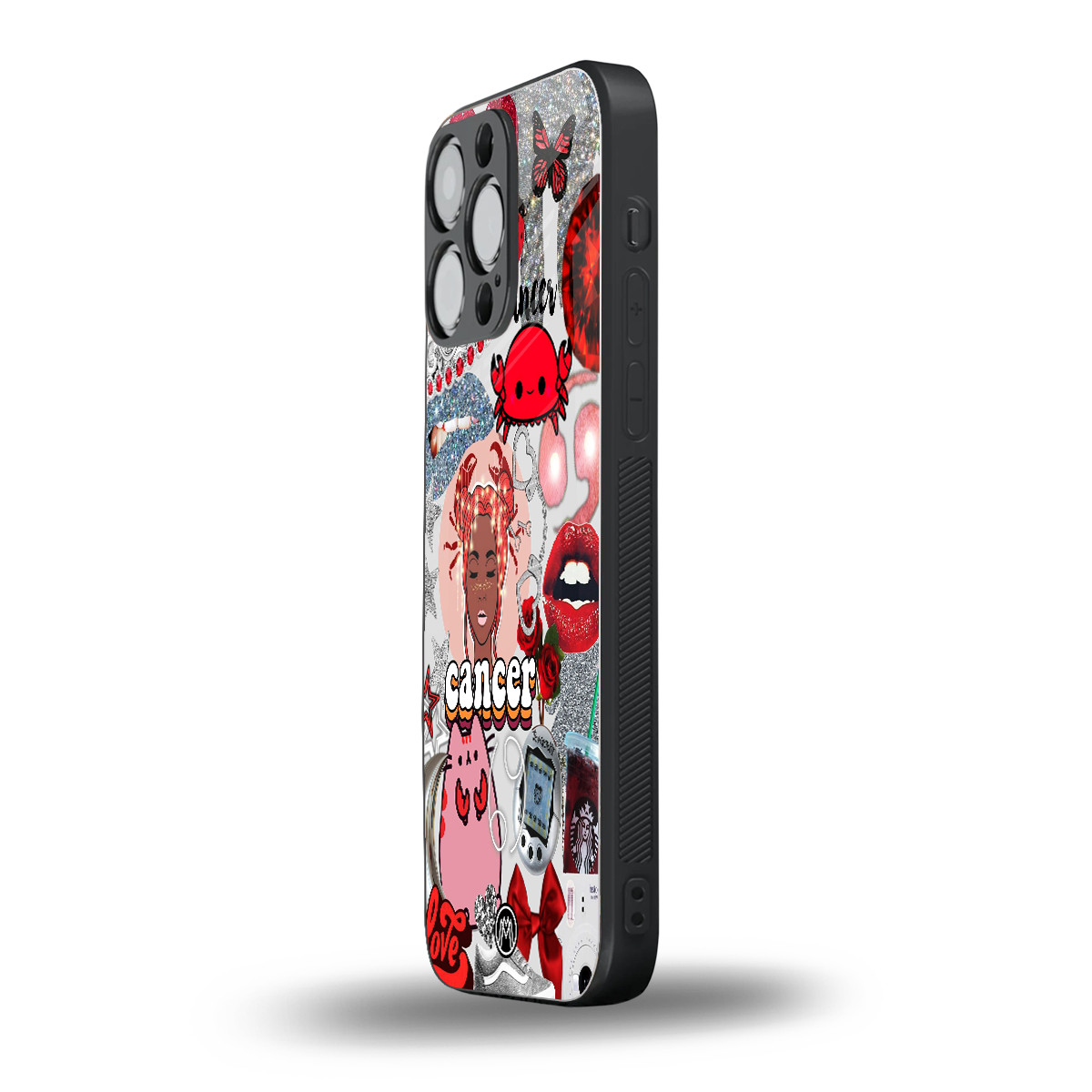 cancer aesthetic collage back phone cover | glass case for iphone 15 pro max