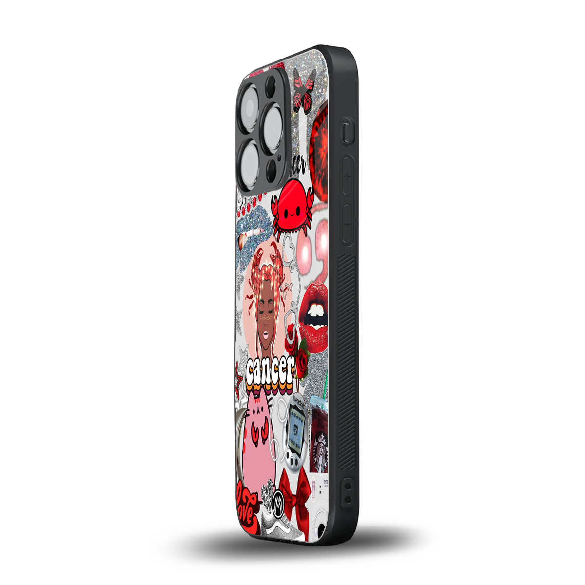 cancer aesthetic collage back phone cover | glass case for iphone 15 pro