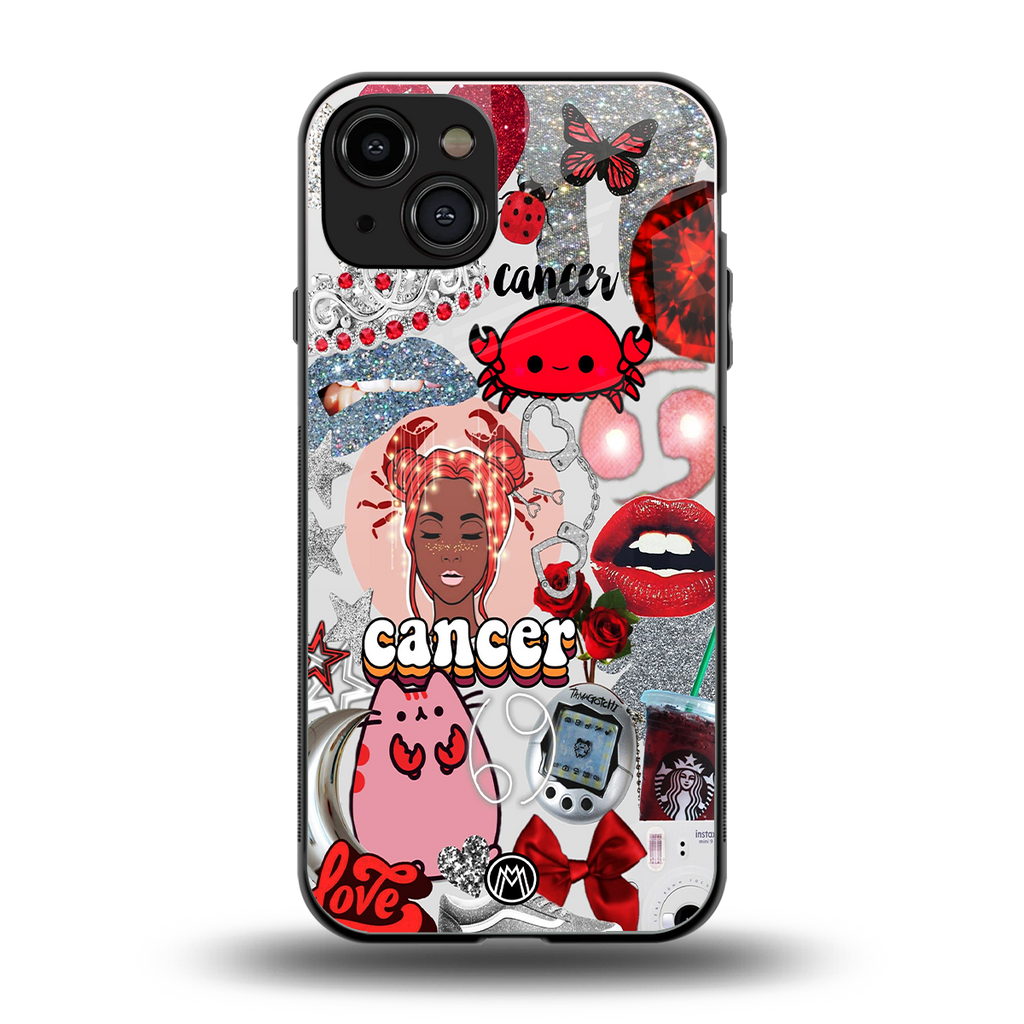 cancer aesthetic collage back phone cover | glass case for iphone 15