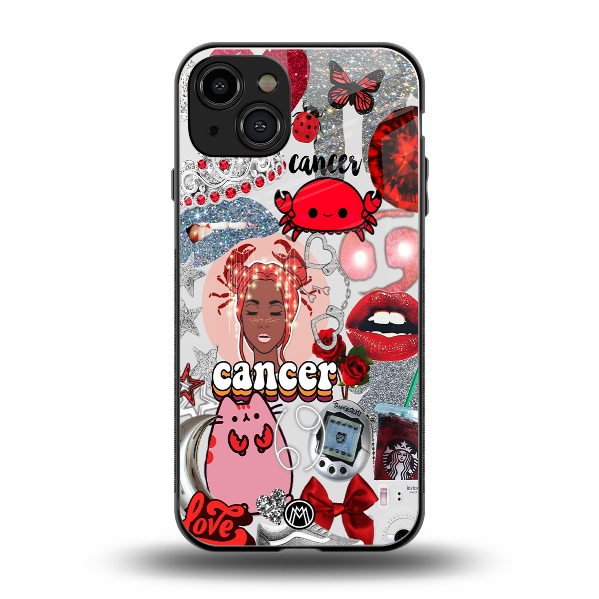 cancer aesthetic collage back phone cover | glass case for iphone 15