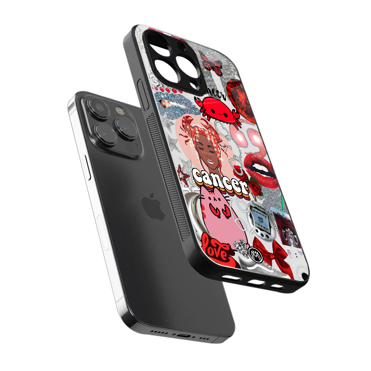 cancer aesthetic collage back phone cover | glass case for iphone 15 pro