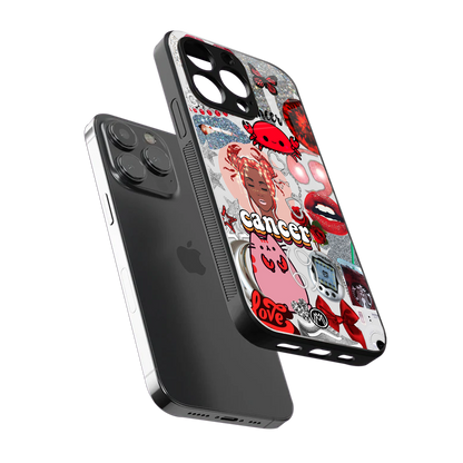 cancer aesthetic collage back phone cover | glass case for iphone 15 pro