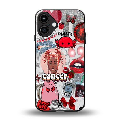 cancer aesthetic collage back phone cover | glass case for iphone 16 plus