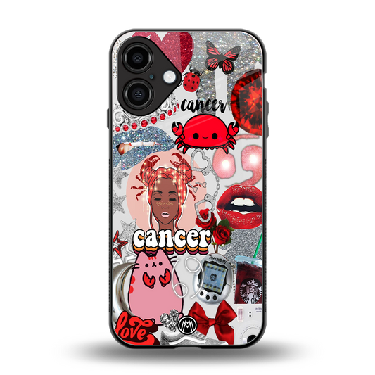 cancer aesthetic collage back phone cover | glass case for iphone 16 plus