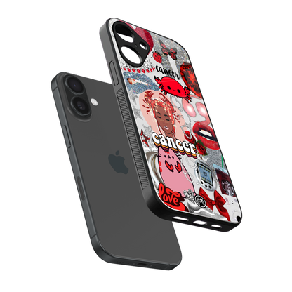 cancer aesthetic collage back phone cover | glass case for iphone 16 plus