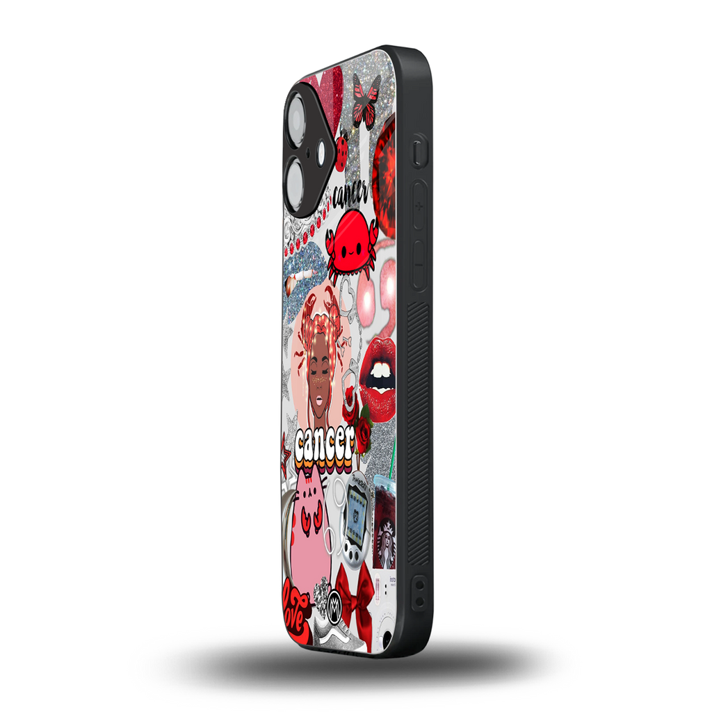 cancer aesthetic collage back phone cover | glass case for iphone 16 plus